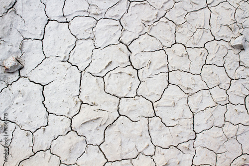 Land with dry and cracked ground. Desert