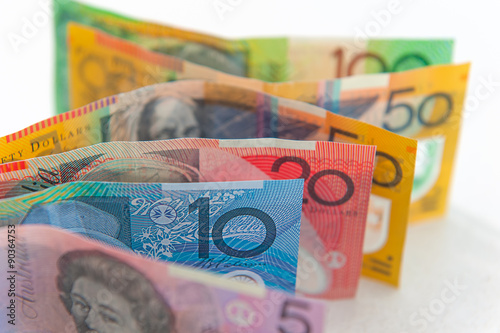 Australian currency, coins, bank notes background photo