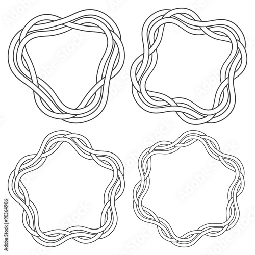Set of celtic knotting rings. 4 circular decorative elements with stripes braiding for your design.