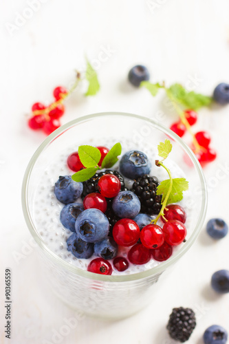 chia seeds pudding with  fresh berries
