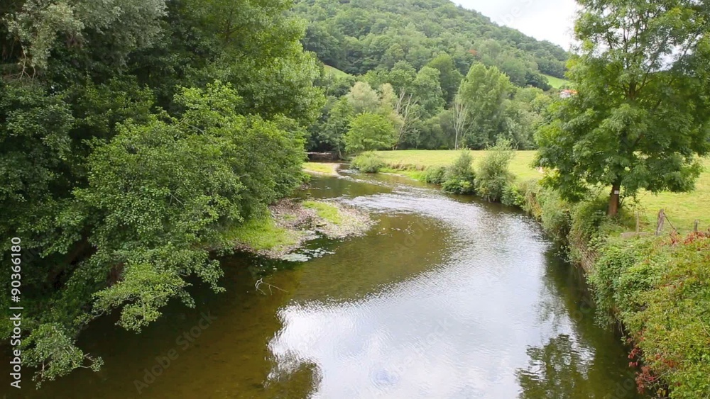 View of La Nive de Baigorry river, Basque country