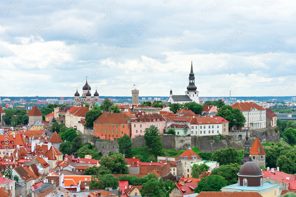 Panoramic view of old Tallinn, Estonia.