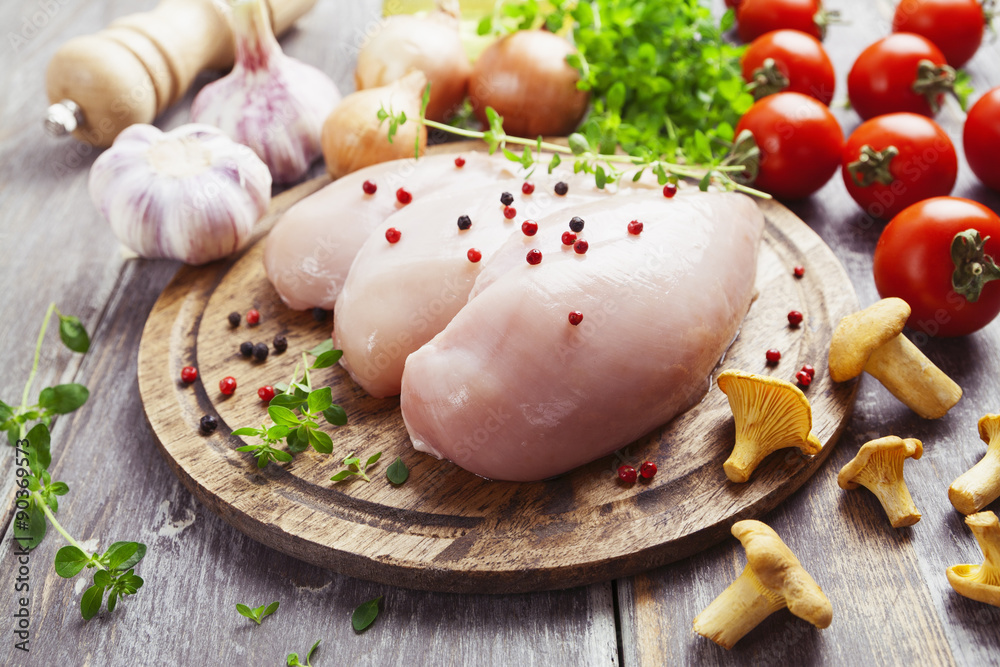 Chicken fillet with vegetables and chanterelles