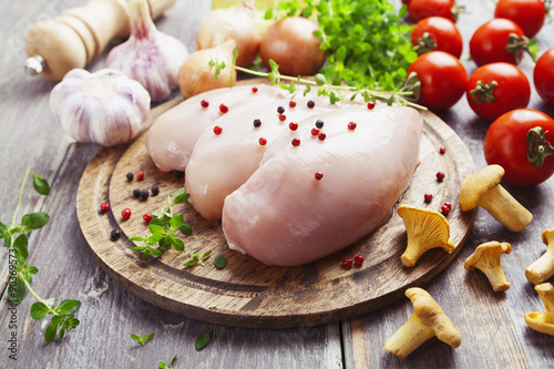 Chicken fillet with vegetables and chanterelles