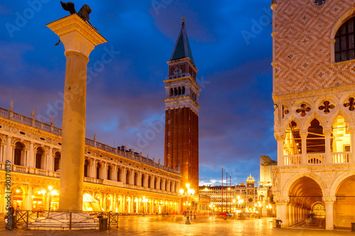 Venice. Piazza San Marco at night. © pillerss