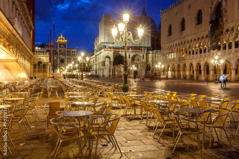 Venice. Piazza San Marco at night.
