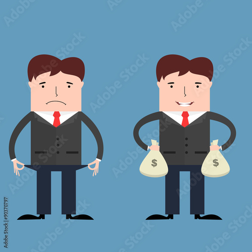 Poor and rich businessmen illustration