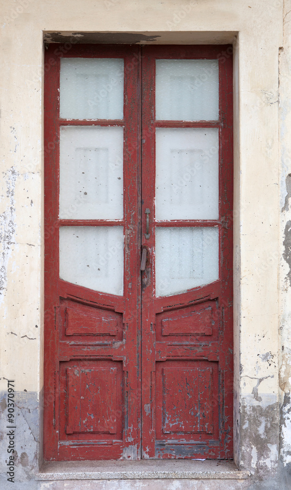 Red door weathered wood