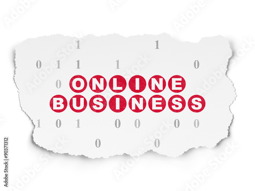 Finance concept: Online Business on Torn Paper background