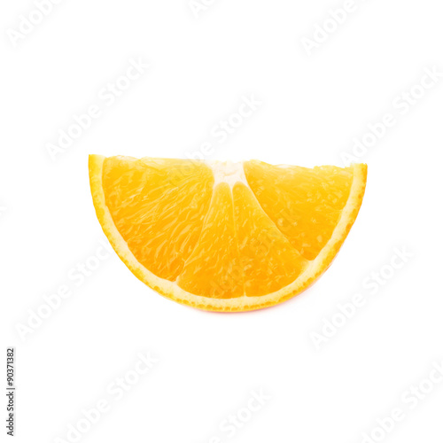 Slice section of orange isolated over the white background