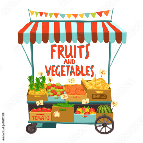 Street Cart With Fruits