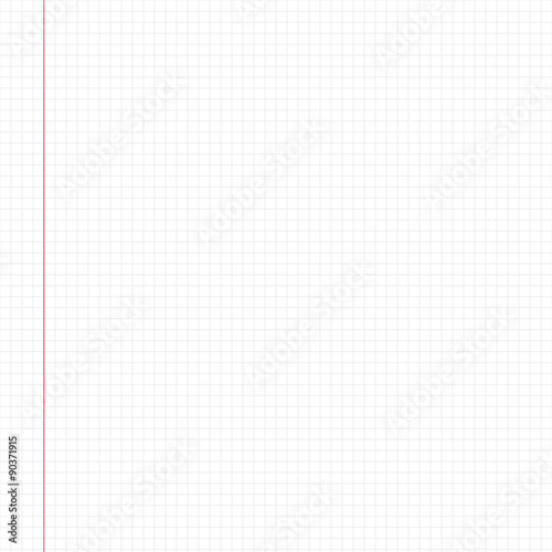 White squared paper sheet, background. Vector illustration
