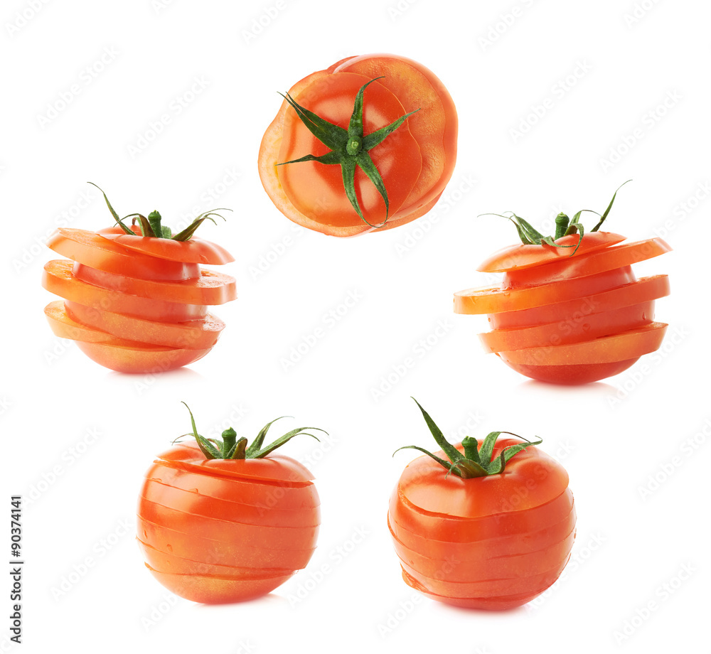 Tomato cut in slices isolated Tomato cut in slices isolated