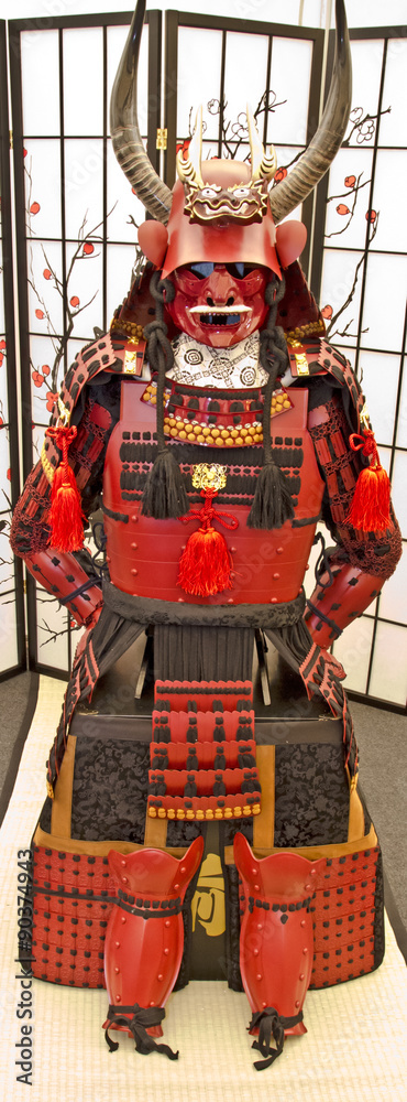 Antica armatura da samurai rossa