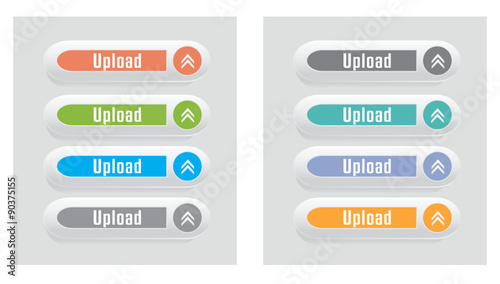 Set of vector web interface buttons. Upload.