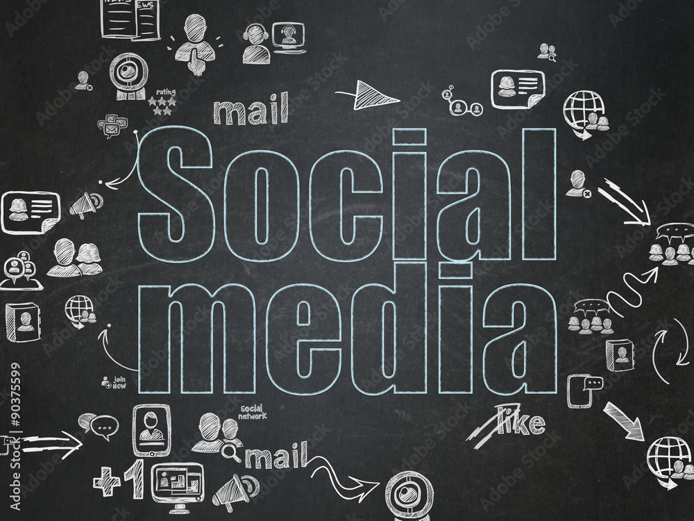 Social network concept: Social Media on School Board background