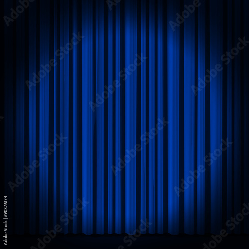 Blue curtain in theater.