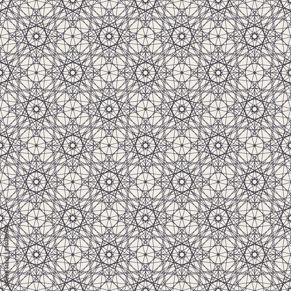 Round Geometric Linear Seamless Pattern