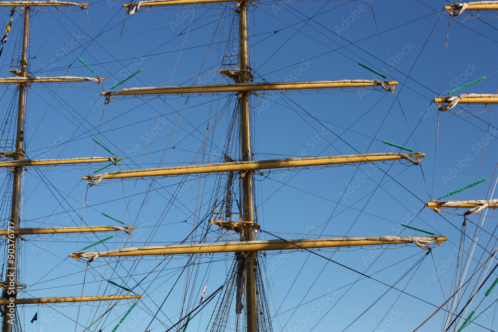 Masts and rigging of an sailing ship Masts and rigging of an sailing ship