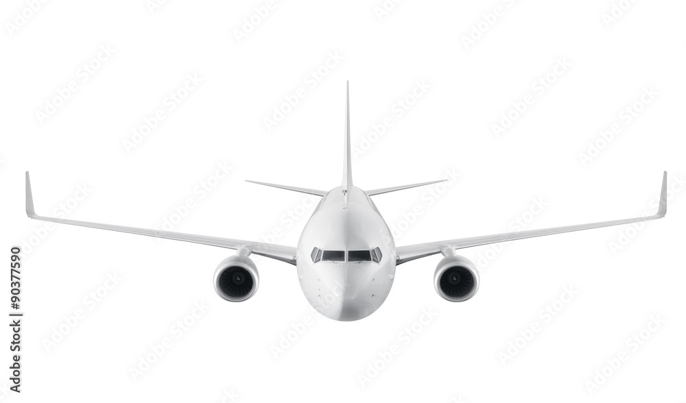 Obraz premium Pasażerski samolot odizolowywający na białym tle