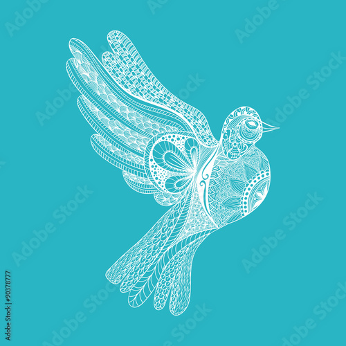 Zentangle stylized floral Pigeon for Peace Day. Hand Drawn Dove