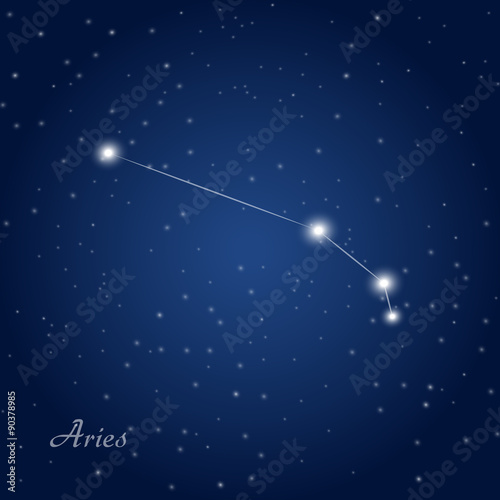 Aries constellation zodiac sign at starry night sky 