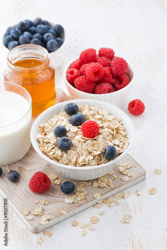 Food for a healthy breakfast, vertical, top view