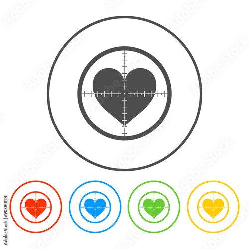 crosshair icon with a heart.