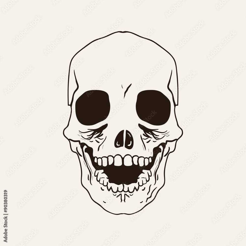 Fototapeta premium Vector sketch bones of the head skull