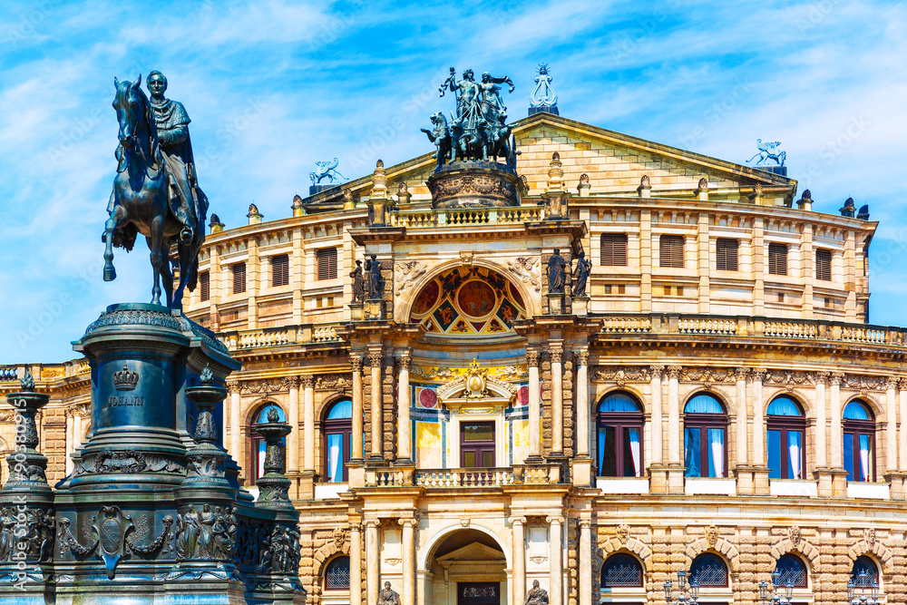 Semper Opera House and Monument to King John in Dresden, Germany