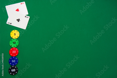 Poker cards and poker chips