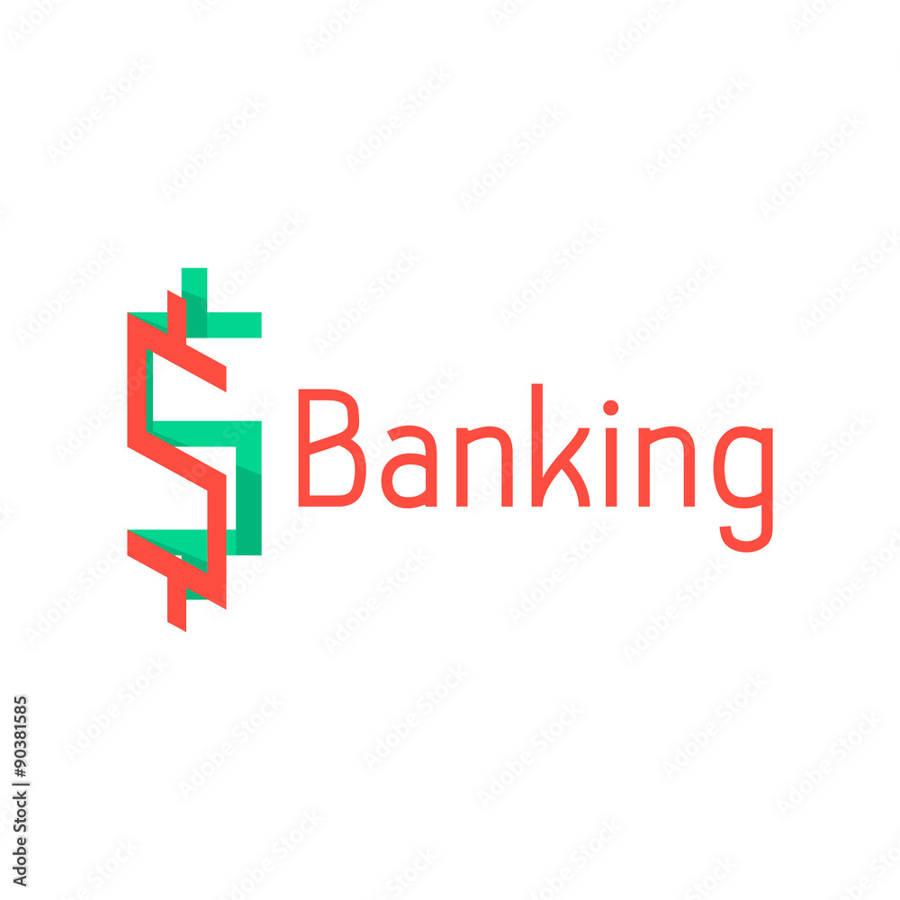 banking logotype with red and green abstract sign