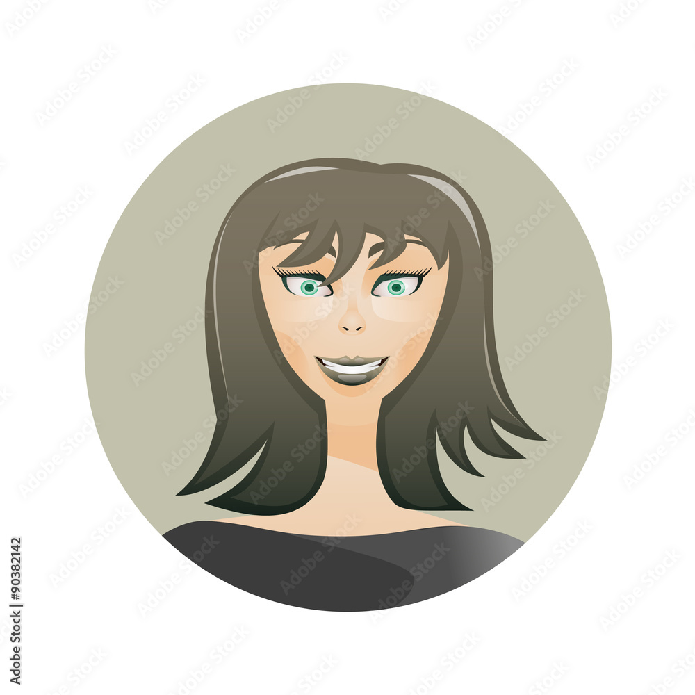 beautiful face of a girl with a stylish haircut in the circle. icon beautiful face of a girl with a stylish haircut in the circle. icon