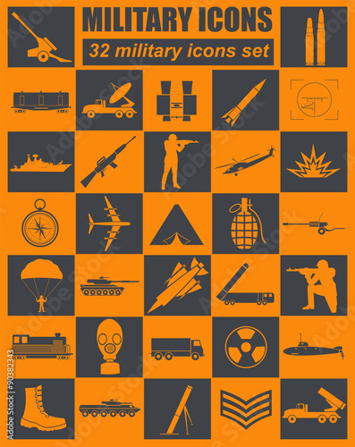 Military icon set. Constructor, kit
