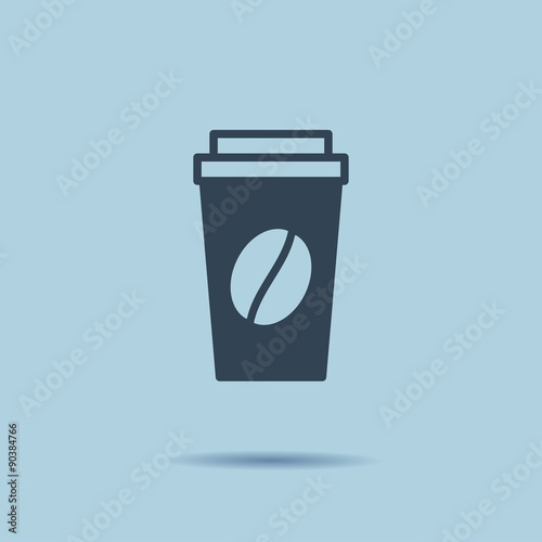 Disposable cup icon with coffee beans logo, Vector illustration