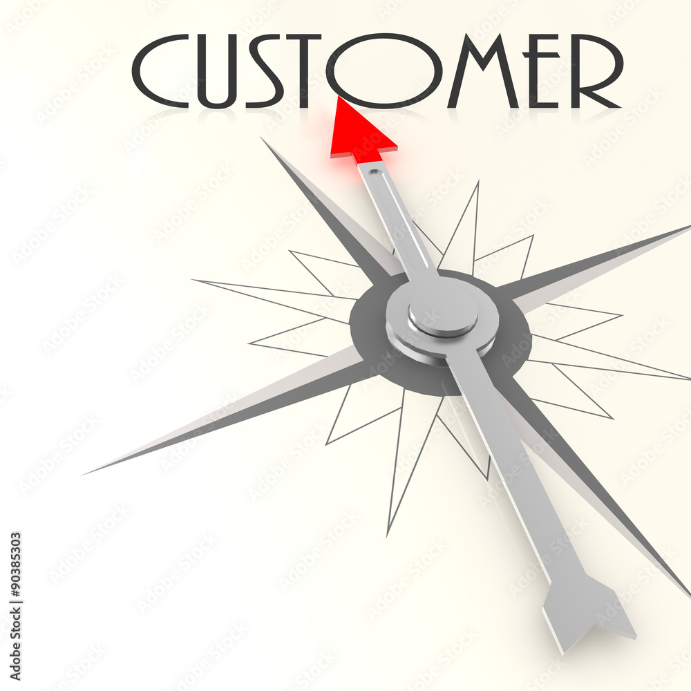 Compass with customer value word Compass with customer value word