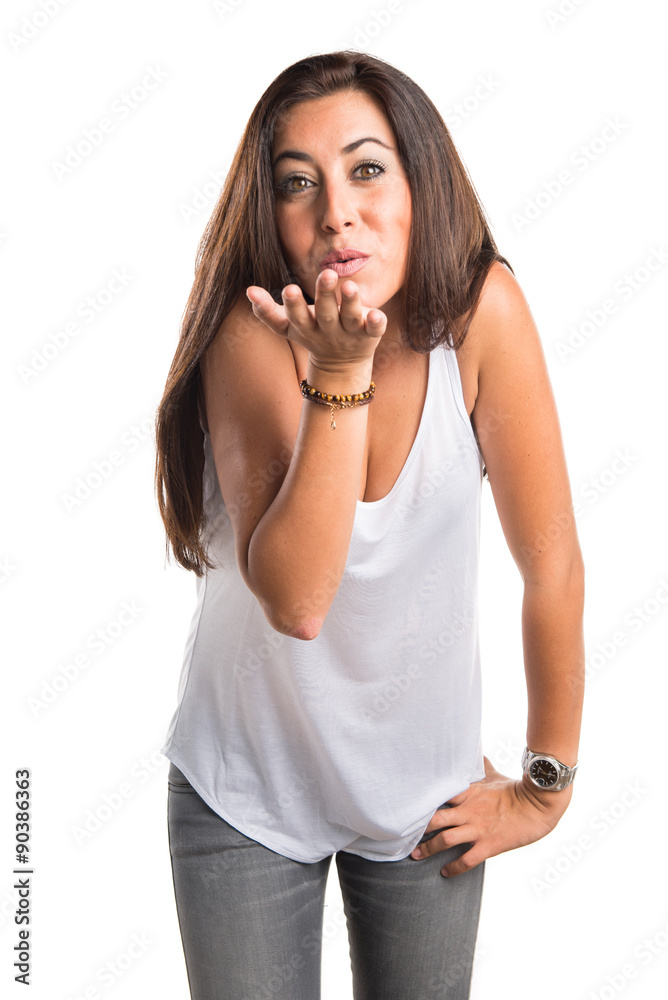 Woman sending a kiss Woman sending a kiss