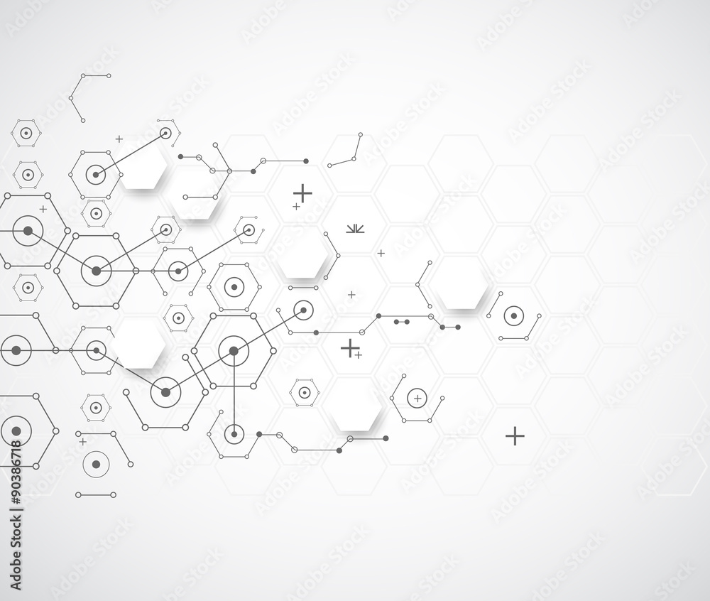 Abstract technology background with various technological elemen
