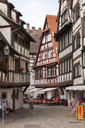 Streetview in old Strasbourg, vertical edit