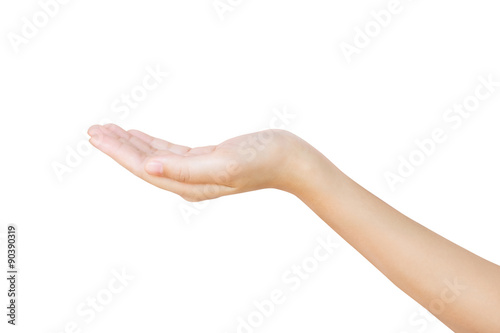 Woman hand isolated on white background