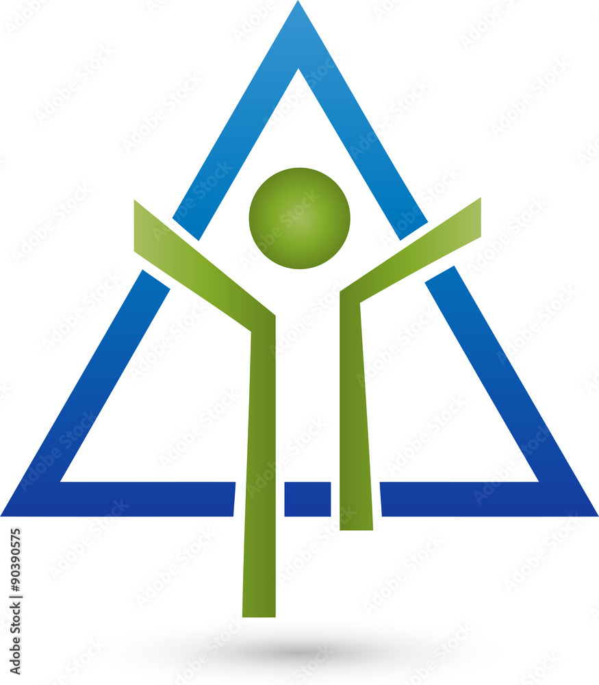 Mensch und Dreieck Logo, Person, Vektor Mensch und Dreieck Logo, Person, Vektor
