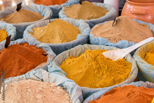 colorful pile of spices sold in spice market