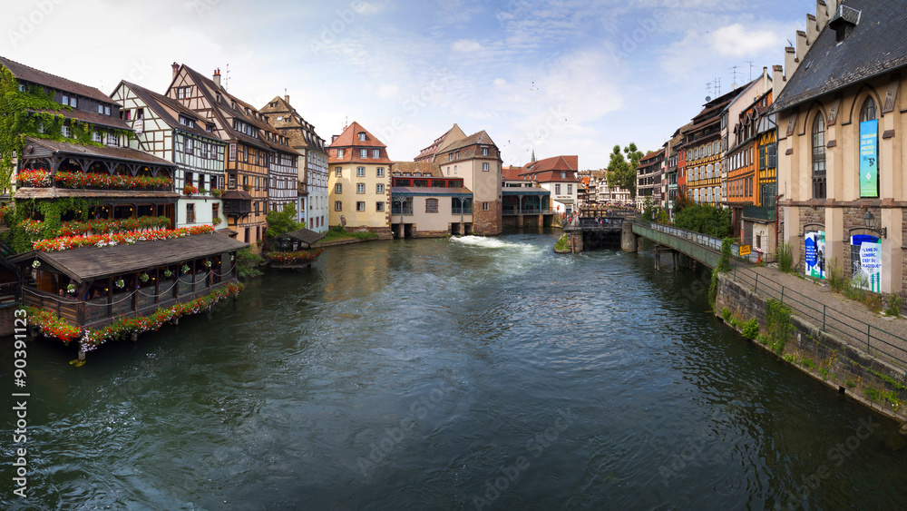 Houses on the river in Strasbourg, France.