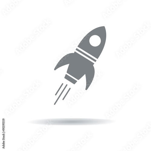 Vector illustration of a gray rocket with shadow.