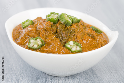 Bhindi Masala - Spiced okra in thick gravy.

