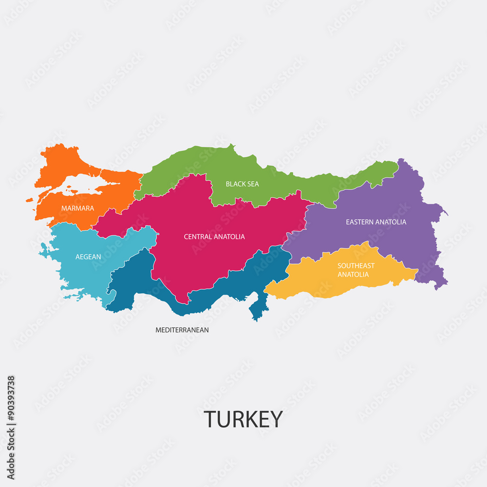 Fototapeta Turkey Map Regions