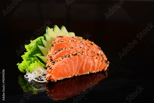 Sashimi in sesame-crested Salmon