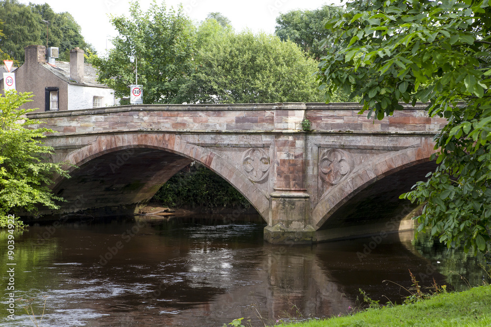 Historic stone bridge over the River Eden in Appleby, UK