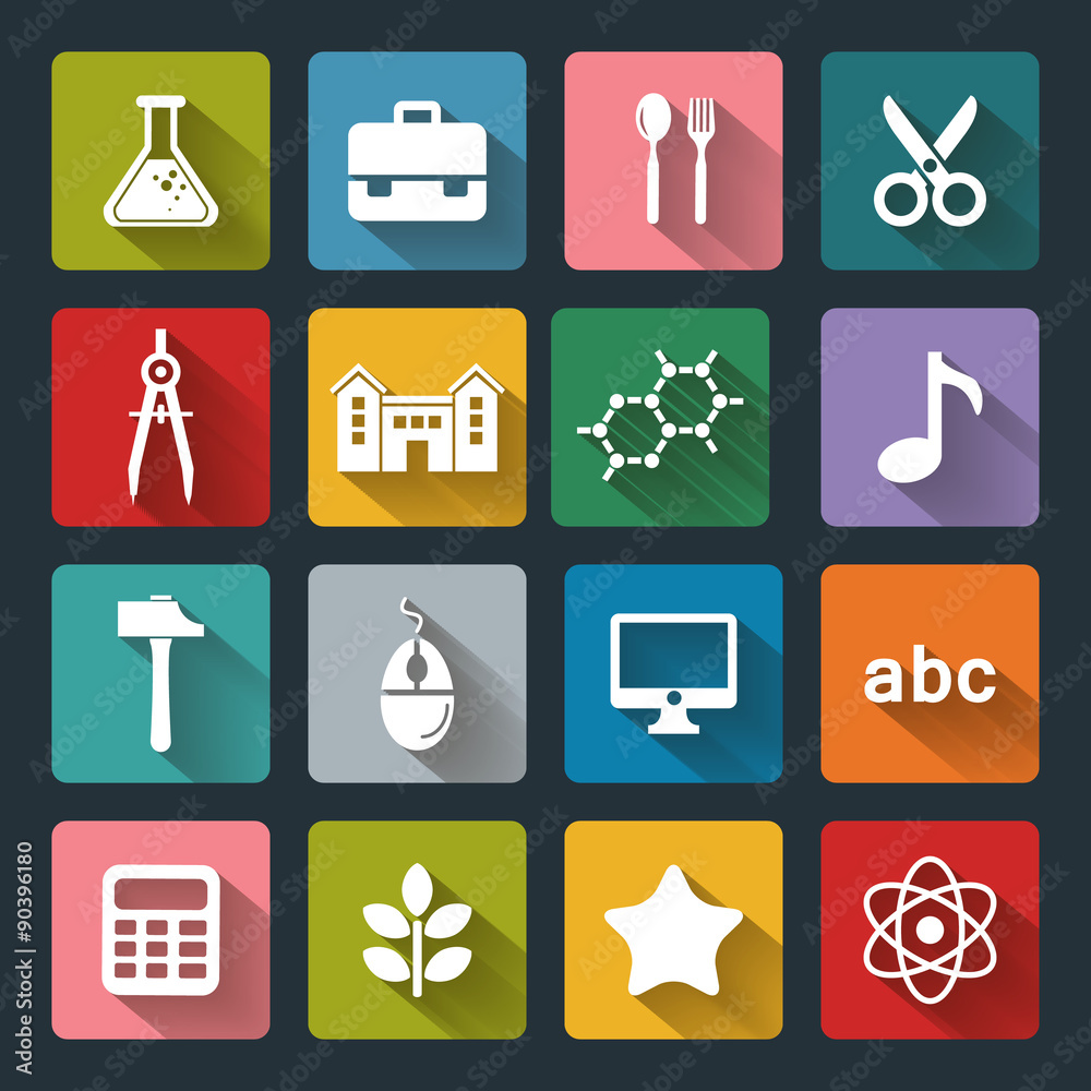 School and Education flat icons School and Education flat icons