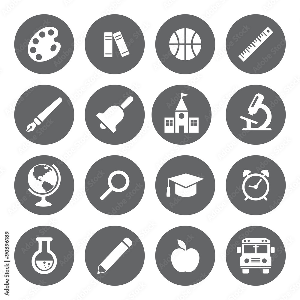 School and Education flat icons
